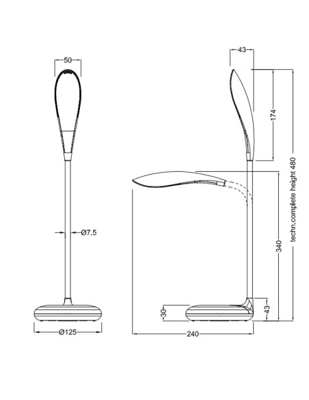 Lámpara mesa Krait Blanca 3.5W + 1.5W