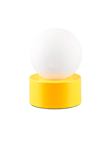 Lámpara de mesa con globo opal para E14 (no incluida) base amarilla