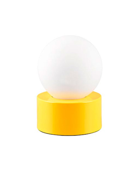 Lámpara de mesa con globo opal para E14 (no incluida) base amarilla