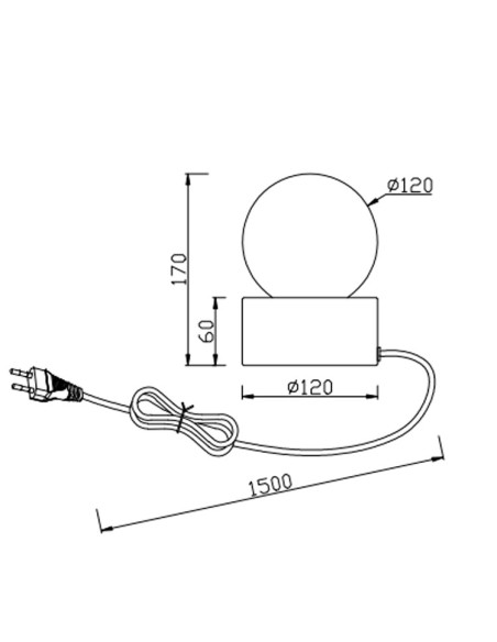Lámpara de mesa con globo opal para E14 (no incluida) base amarilla