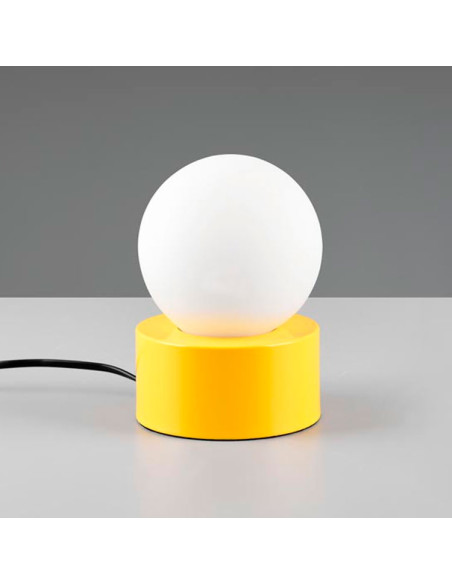 Lámpara de mesa con globo opal para E14 (no incluida) base amarilla