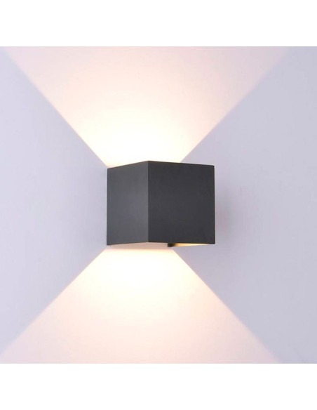 Aplique LED 10W Bidireccional Exterior. Blanco Cálido. Aluminio. Negro