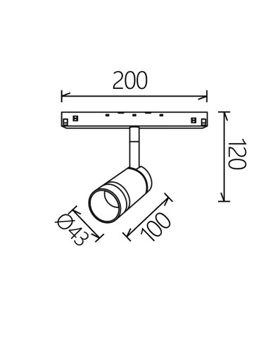 Foco para carril magnético Downlight MAGNETO Negro