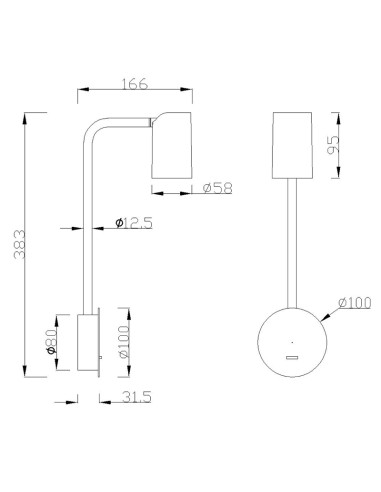Aplique de Pared SAL para GU10. Con interruptor.