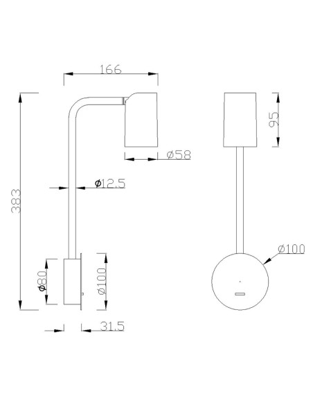 Aplique de Pared SAL para GU10. Con interruptor.