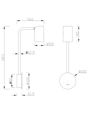 Aplique de Pared SAL para GU10. Con interruptor.
