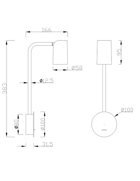 Aplique de Pared SAL para GU10. Con interruptor.