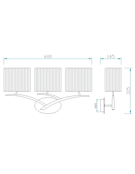 Aplique de Pared EVE Negro para E27