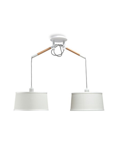 Lámpara de techo NORDICA Blanco y Madera para E27