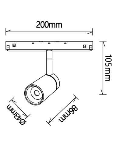 Foco para carril magnético MAGNETO Negro