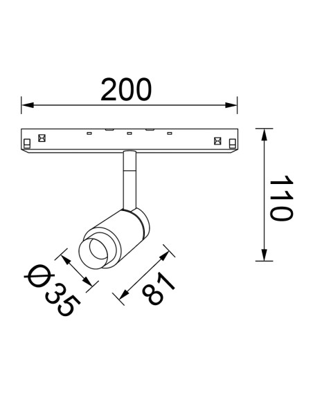 Foco para carril magnético MAGNETO Negro