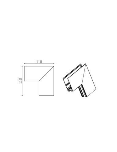 Conexión Superficie en L 90º para carril magnético MAGNETO Negro