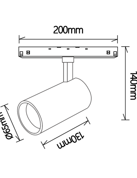 Foco para carril magnético Downlight MAGNETO Negro
