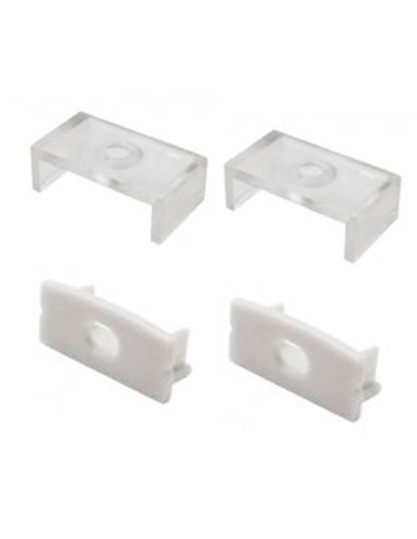 Kit de 2 tapas y 2 clips para perfil de aluminio, PER-01-2m. Negro