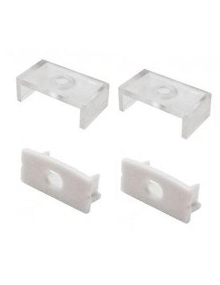 Kit de 2 tapas y 2 clips para perfil de aluminio, PER-01-2m. Negro