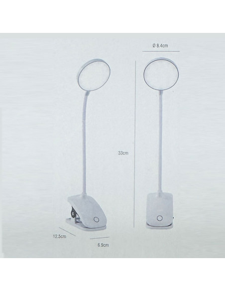Lámpara Flexo con pinza Orientable Blanco 7W REG