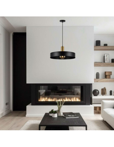 Lámpara Colgante metal negro y oro para E27 Uma