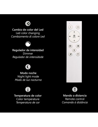 Plafón 123W LED CCT con mando metacrilato blanco Castedu