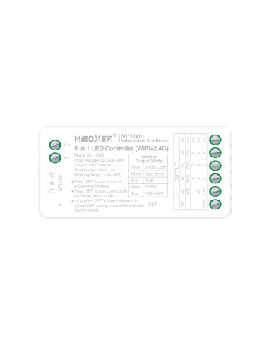 Controlador LED 5 en 1 WiFi 2.4GHz 12A máx. IP20