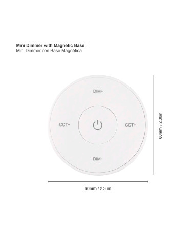 Mini Dimmer con Base Magnética 3V 2.4GHz, Blanco