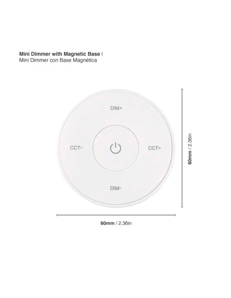 Mini Dimmer con Base Magnética 3V 2.4GHz, Blanco