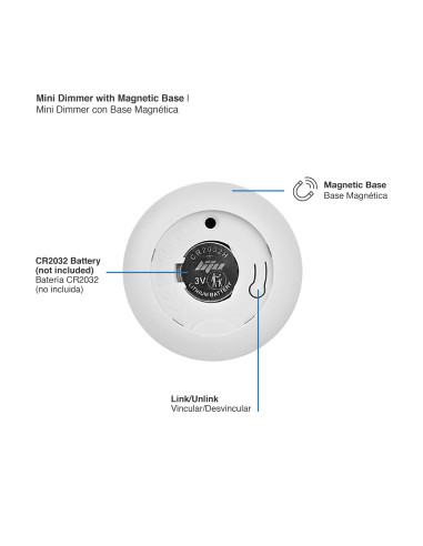 Mini Dimmer con Base Magnética 3V 2.4GHz, Blanco
