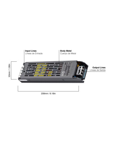 Fuente de Alimentación Switching Metálica 24V 300W 12,5A Interior