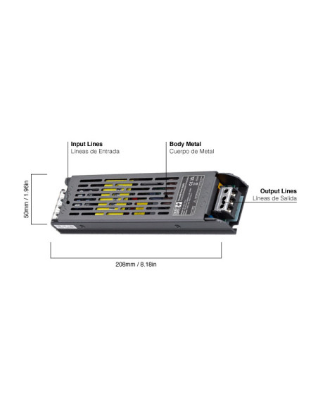 Fuente de Alimentación Switching Metálica 24V 300W 12,5A Interior