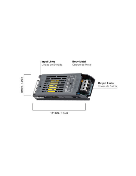 Fuente de Alimentación Switching Metálica 24V 76,8W 3,2A Interior