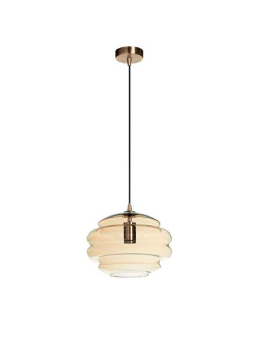 Colgante Mel cristal ambar y oro 30cm para 1 E27 (no incluida)