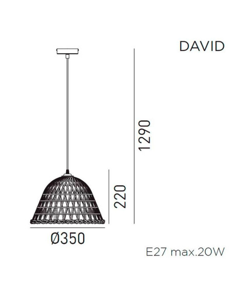 Colgante David 35cm para 1 E27 (no incluida)