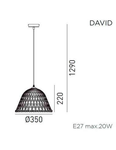 Colgante David 35cm para 1 E27 (no incluida)