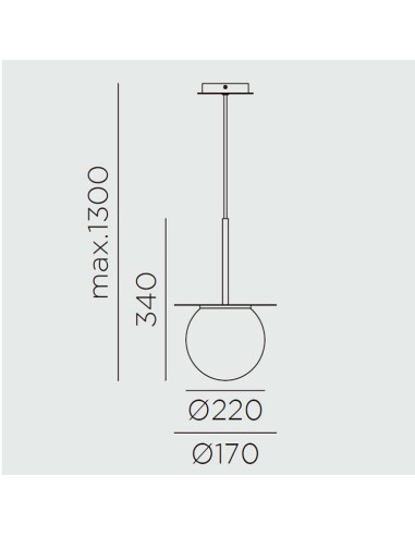 Colgante Floc cristal opal y latón 22cm para 1 E27 (no incluida)