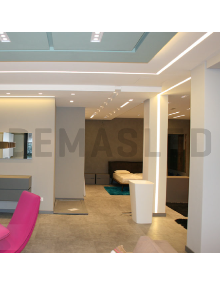 Perfil de Aluminio Double 35x35mm Anodizado, Cover Opal Blanco x2m