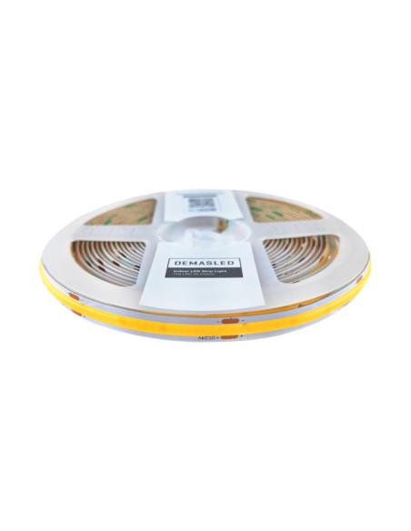 Tira LED COB 24V 11W/m Extra Blanco Cálido 2700K 1000lm/m 480 LEDs/m, 8mm PCB IP65 x5m