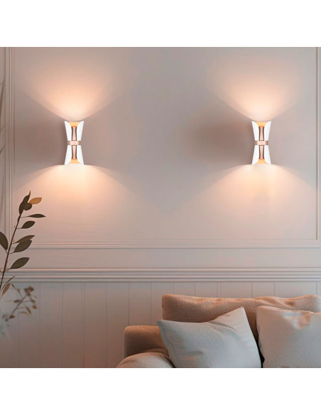 Aplique decorativo en metal blanco y oro mate COAT para 2 GU10 (no incluidas)