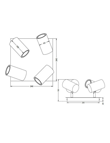 Plafón 4 focos Marley Blanco para 4 GU10 (no incluidas)