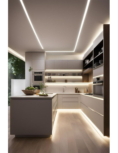 Perfil de Aluminio U 17x14,5mm BLANCO, Cover Opal Blanco x2m