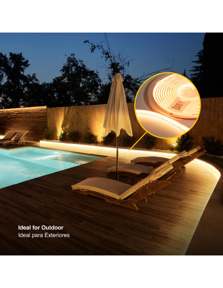 Tira LED COB 12V 11W/m 1012lm/m 480 LEDs/m 8mm IP68, 5m