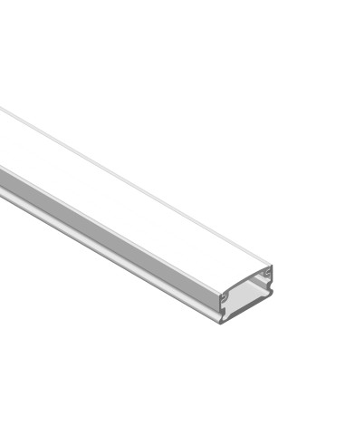 Perfil de Aluminio Flat 13x7mm Anodizado, Cover Opal Blanco x2m