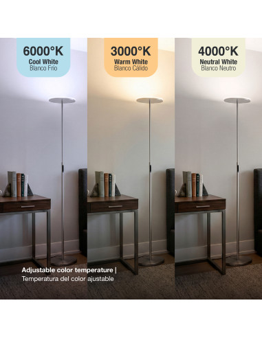 Lámpara de pie LED Dimerizable Ø300x10mm 30W CCT 1800mm