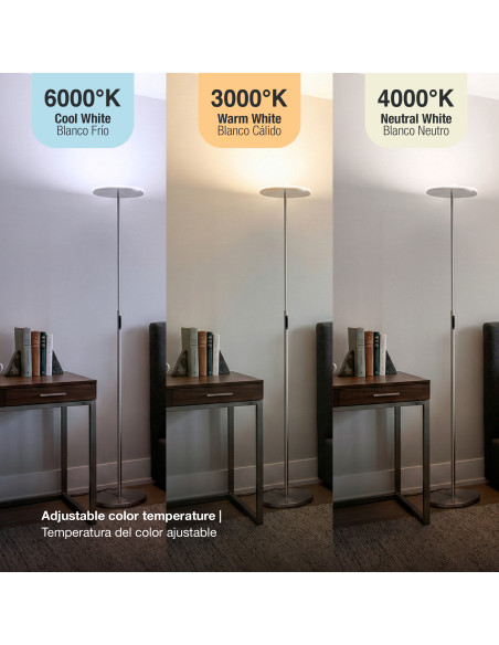 Lámpara de pie LED Dimerizable Ø300x10mm 30W CCT 1800mm