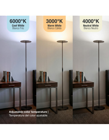 Lámpara de pie LED Dimerizable Ø300x10mm 30W CCT 1800mm