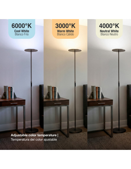 Lámpara de pie LED Dimerizable Ø300x10mm 30W CCT 1800mm