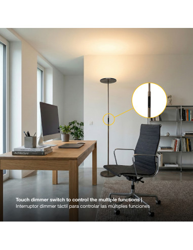 Lámpara de pie LED Dimerizable Ø300x10mm 30W CCT 1800mm