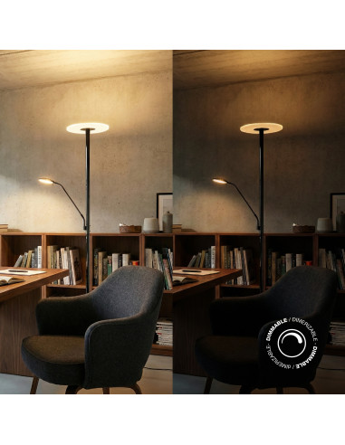 Lámpara de Pie LED con Luz de Lectura Dimerizable Ø300x16mm 28W CCT 1800mm