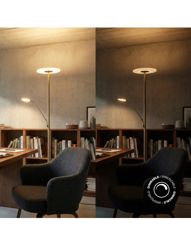 Lámpara de Pie LED con Luz de Lectura Dimerizable Ø300x16mm 28W CCT 1800mm