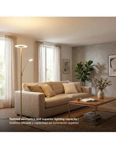 Lámpara de Pie LED con Luz de Lectura Dimerizable Ø300x16mm 28W CCT 1800mm