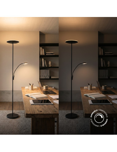 Lámpara de Pie LED con Luz de Lectura Dimerizable Ø290x30mm 25W Blanco Cálido 3000K 1800mm