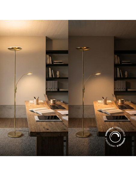 Lámpara de Pie LED con Luz de Lectura Dimerizable Ø290x30mm 25W Blanco Cálido 3000K 1800mm